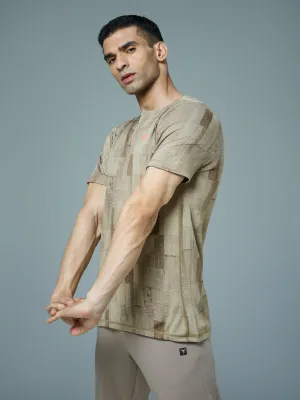 Men Jacquard Slim Fit Crew Neck T-shirt with DOUBLE COOL Cozy Wear Fit Adjustable Fit
