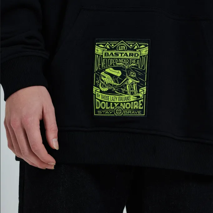 Dolly Noire Felpa con Cappuccio Bastard SW070-SK-01 black tribal print