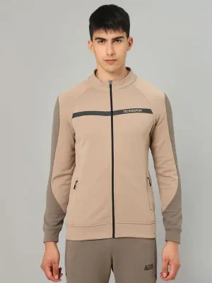 Men Colorblock Slim Fit Mock Neck Jacket with TECHNO GUARD Bead Soul