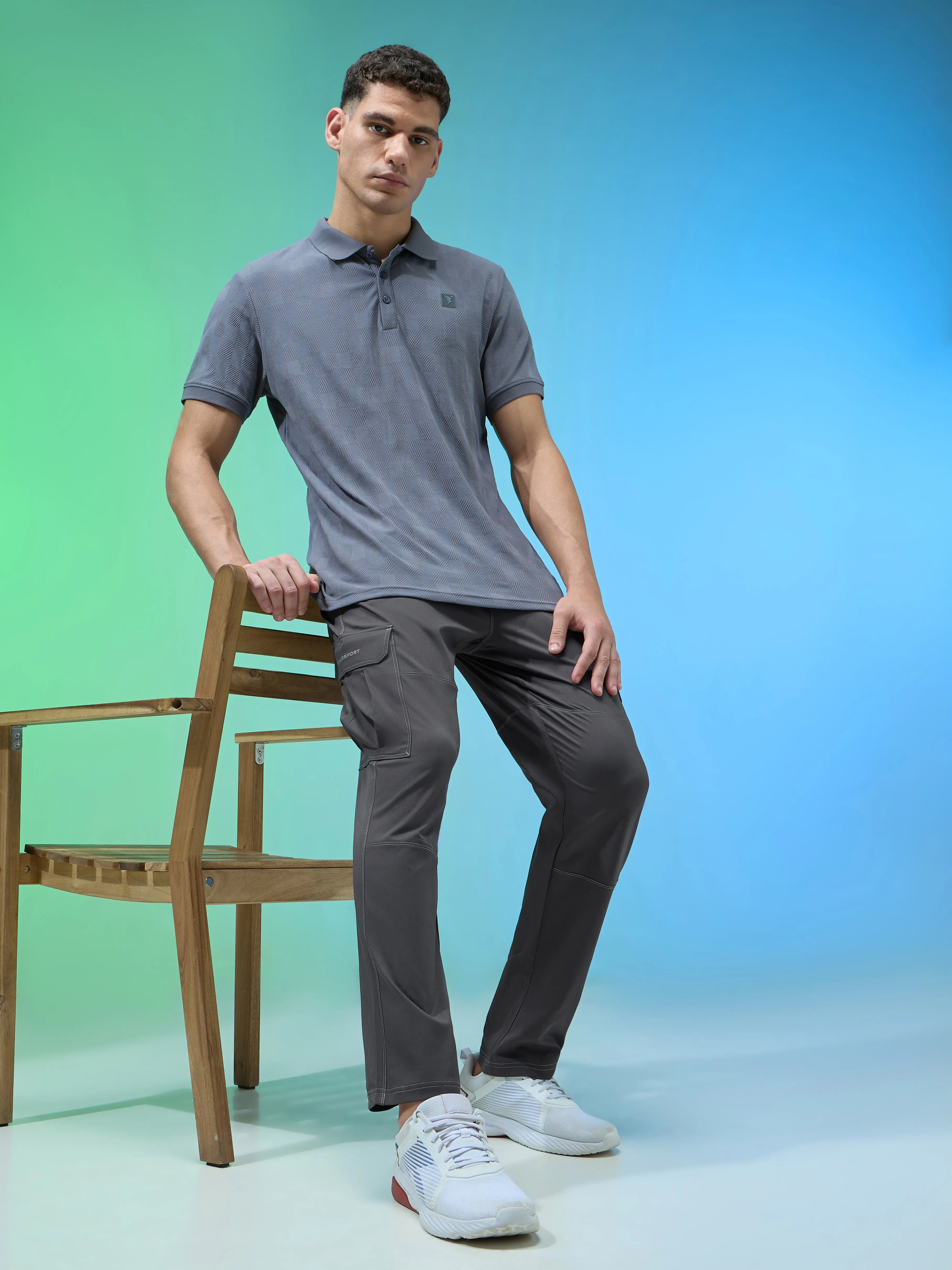 Men Solid Straight Fit Sports Cargo Trackpants with TS FLEXI Abrasion Resistant Panels