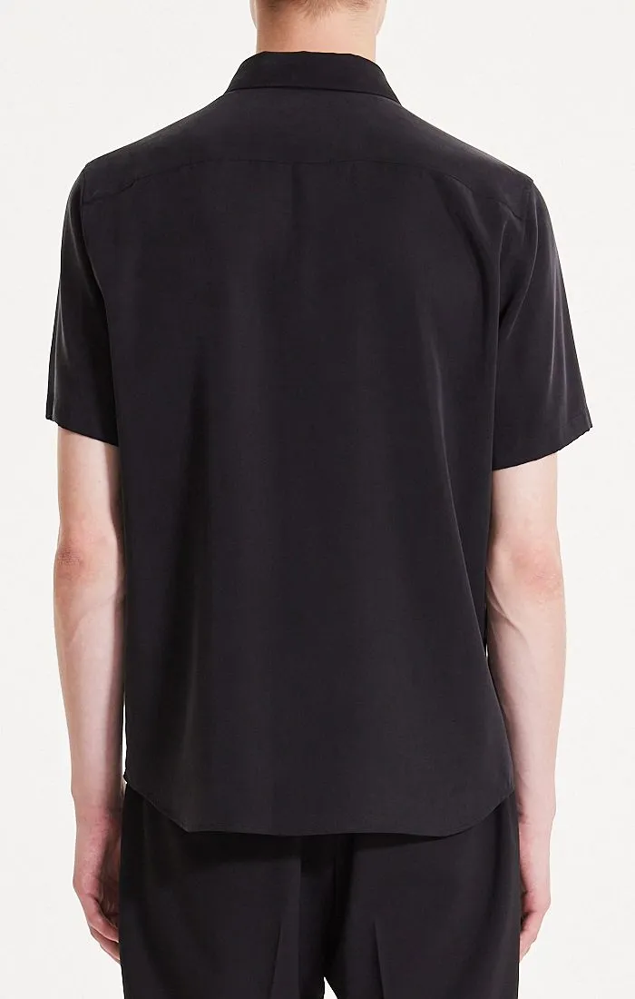 Winter Essential AntiPillingCloth Theory Irving Short Sleeve Shirt in Fluid Twill - Black