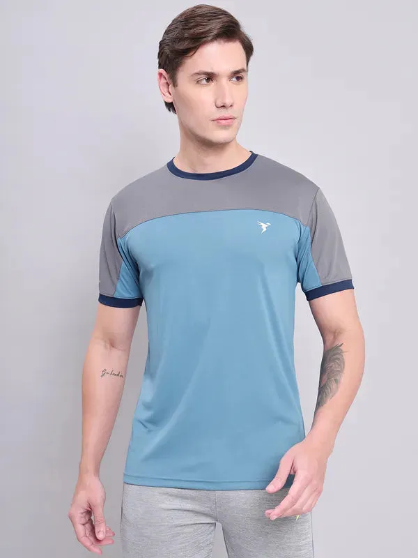 Men Colorblock Slim Fit Crew Neck T-shirt with TECHNO COOL  UltraSoftBrushedInterior Weekend Wear