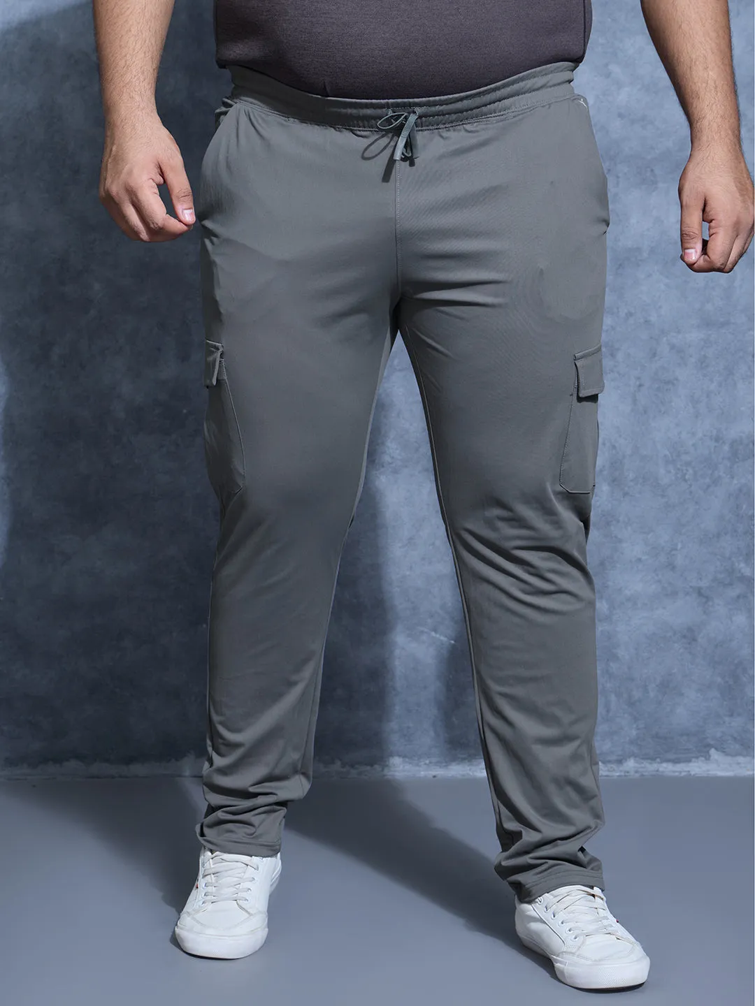Supportive Design Flex Fabric With Recovery Men Plus Size Solid Relax Fit Cargo Trackpants with DURACOOL 