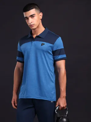 Men Melange Slim Fit Polo T-shirt with DOUBLE COOL Active Fit Curved Hemline