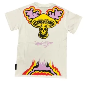 Mushroom T-shirt manica corta da uomo in cotone 19019-02 bianca Retro Lightweight Construction