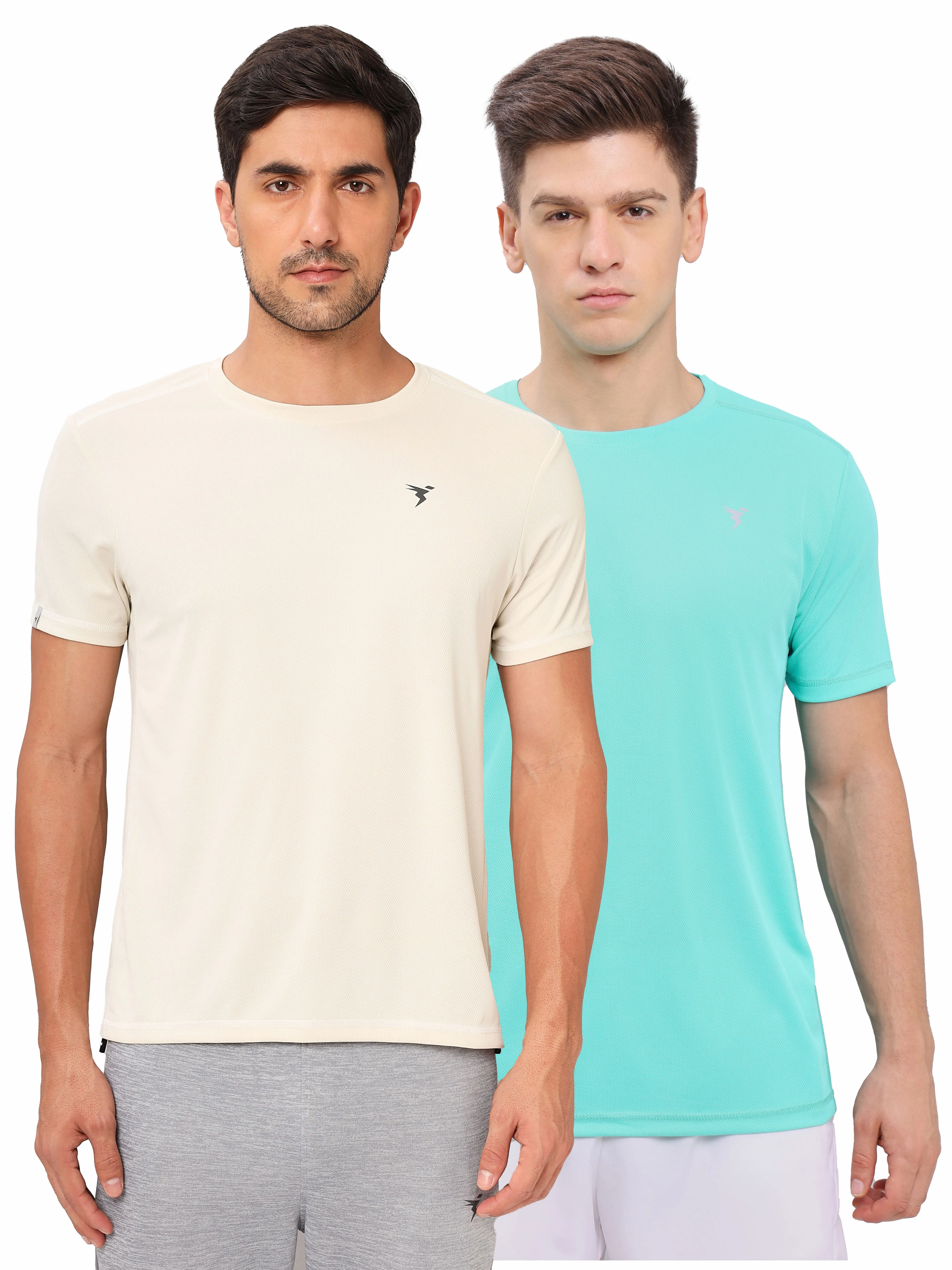 Men Solid Slim Fit Crew Neck T-shirt with TECHNO COOL  (Pack of 2) Fresh Trend SoftTouchFinish