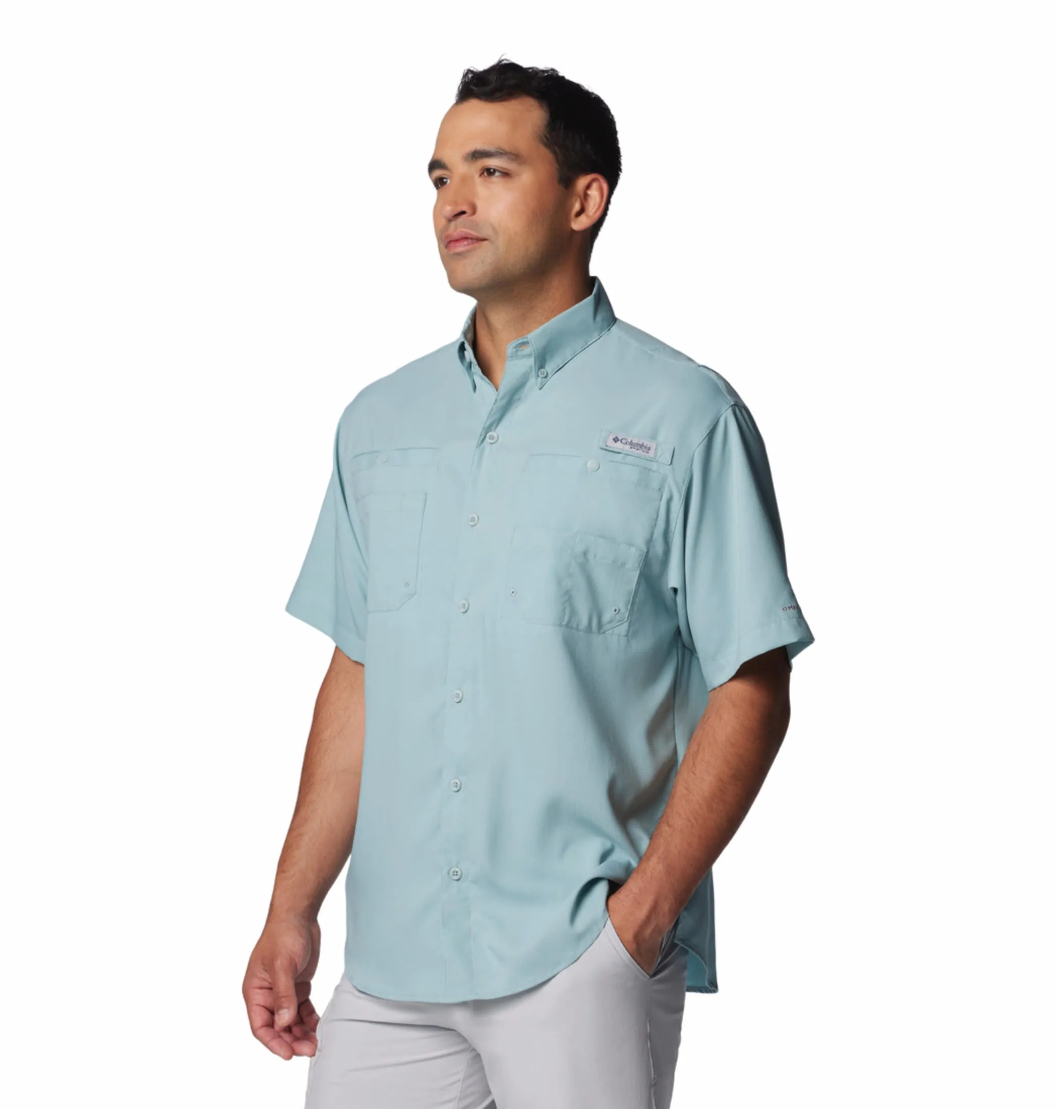 Columbia Men Blue Tamiami II SS Shirt (Sun Protection) MoistureControl Fabric