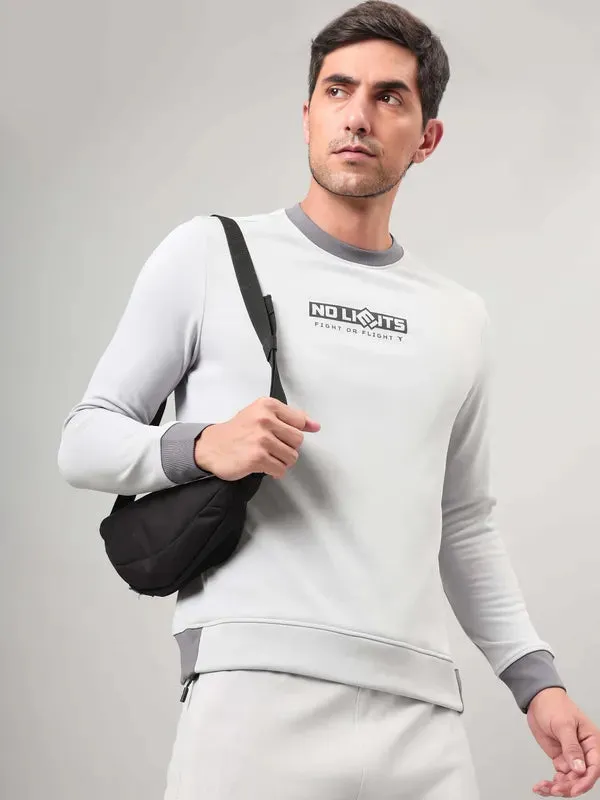 Men Printed Slim Fit Crew Neck Sweatshirt with TECHNO WARM  suitable for workouts