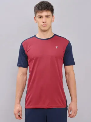 Casual Comfort Wear Smart Casual Men Colorblock Slim Fit Crew Neck T-shirt with TECHNO COOL 