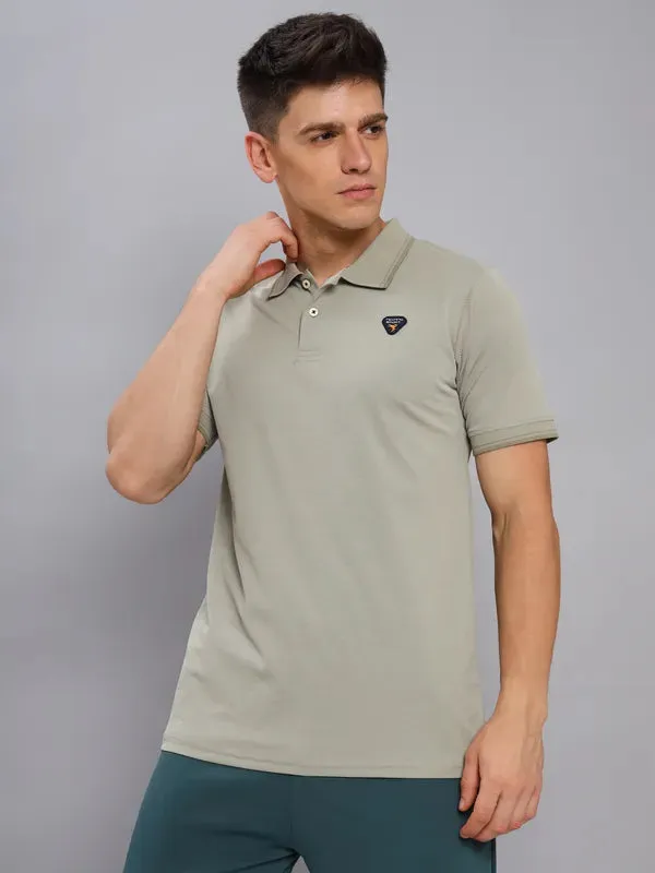Comfortable fit Advanced Moisture Management Men Solid Slim Fit Polo T-shirt with ELASTO PLUS