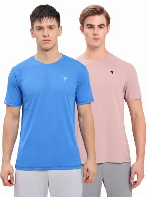 All-Day Wear Distressed Hem Finish Men Solid Slim Fit Crew Neck T-shirt with TECHNO COOL  (Pack of 2)