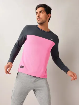 Fit For Comfort Elderly Comfort Men Colorblock Slim Fit Crew Neck T-shirt with MATPIQ