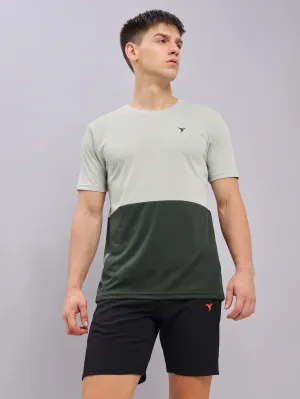 Men Colorblock Slim Fit Crew Neck T-shirt with DOUBLE COOL Eco friendly materials