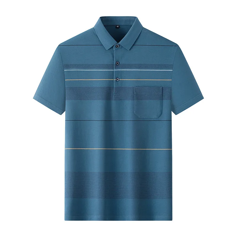 TagFreeDesign Men's Business Shirt Full-Cotton Luxury Short-Sleeved T-shirt