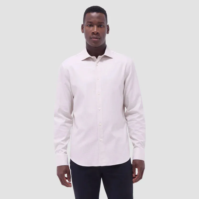 AntiSnag Threading Bugatchi Axel Micro Check Long-Sleeve Shirt - Almond