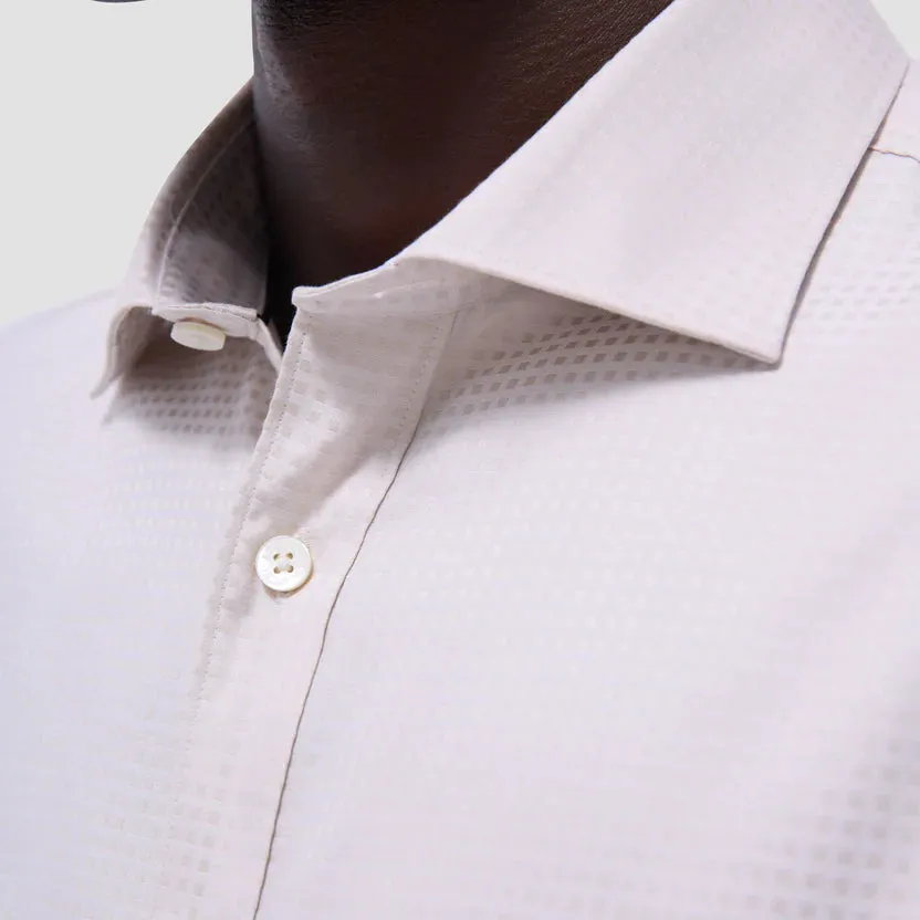 WrinkleFree Material Bugatchi Axel Micro Check Long-Sleeve Shirt - Almond
