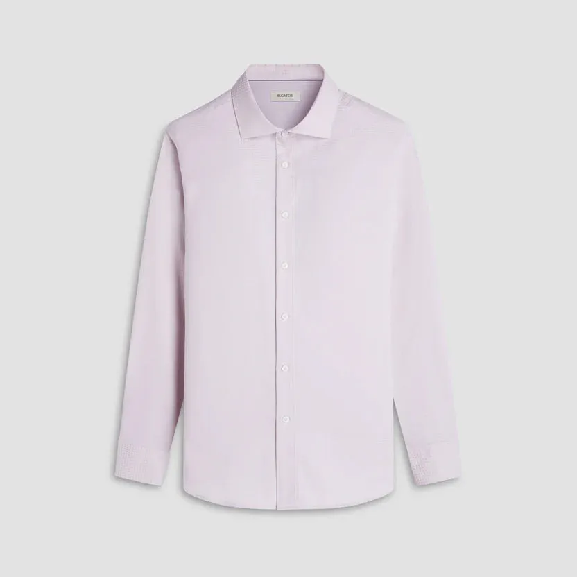 Bugatchi Axel Micro Check Long-Sleeve Shirt - Almond Cold Weather Wear