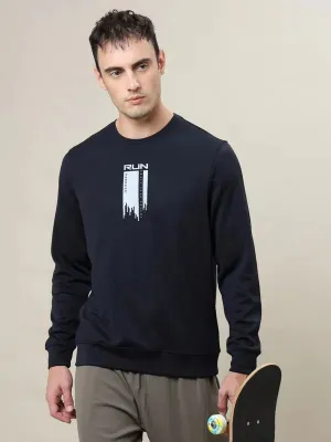 Men Printed Slim Fit Crew Neck Sweatshirt with ELASTO PLUS Timeless Hoodie Mesh Lining