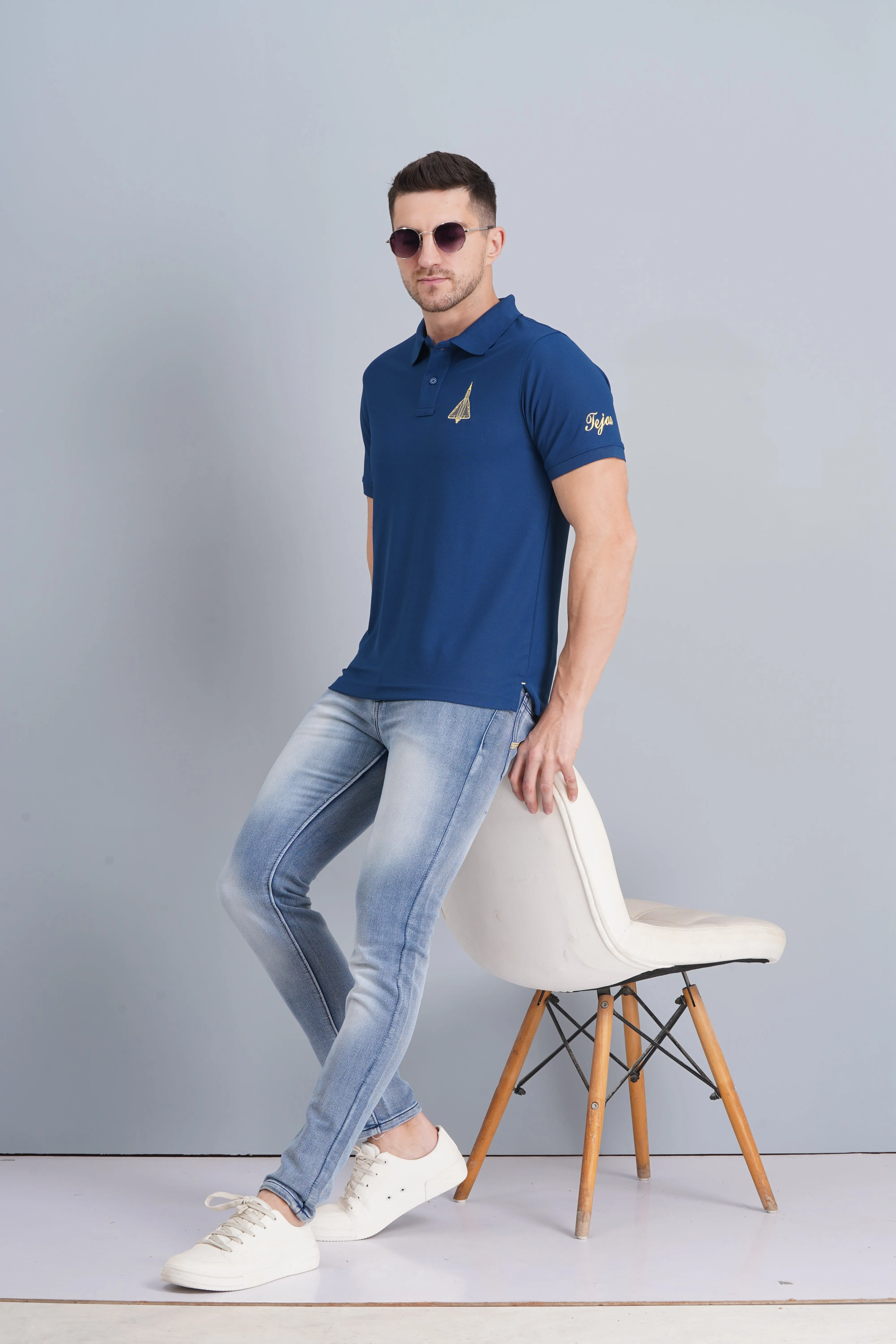 Men's Polo T Shirt Tejas Rama Blue Sport Flex