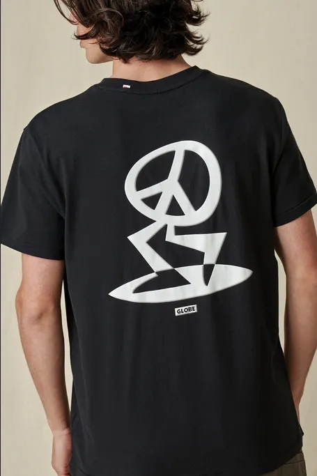 Double Stitched Hem Timeless Piece Globe t-shirt manica corta Peace Uomo Tee GB02241001 BLK black