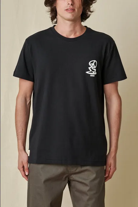 Fun Prints Leisure Casual Globe t-shirt manica corta Peace Uomo Tee GB02241001 BLK black