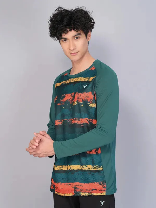 Ultra Soft Blend EasyCare Fabric Men Geometric Slim Fit Crew Neck T-shirt with TECHNO COOL