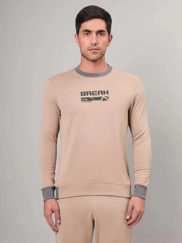 Men Printed Slim Fit Crew Neck Sweatshirt with TECHNO WARM  product mass produced efficiency