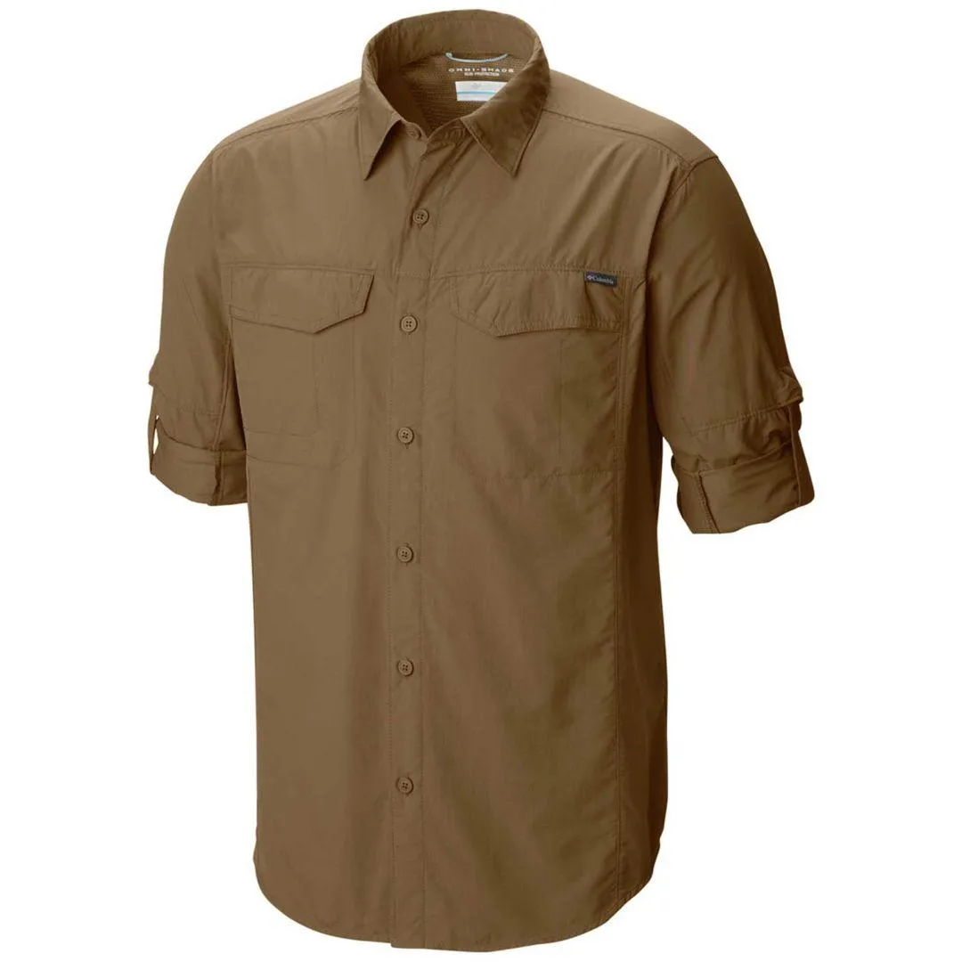 Columbia Men Brown Silver Ridge Long Sleeve Shirt (Sun Protection) ShrinkResistant Easy Go