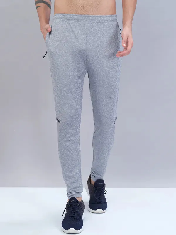 Men Melange Slim Fit Trackpants with TECHNO DRY Shock absorption