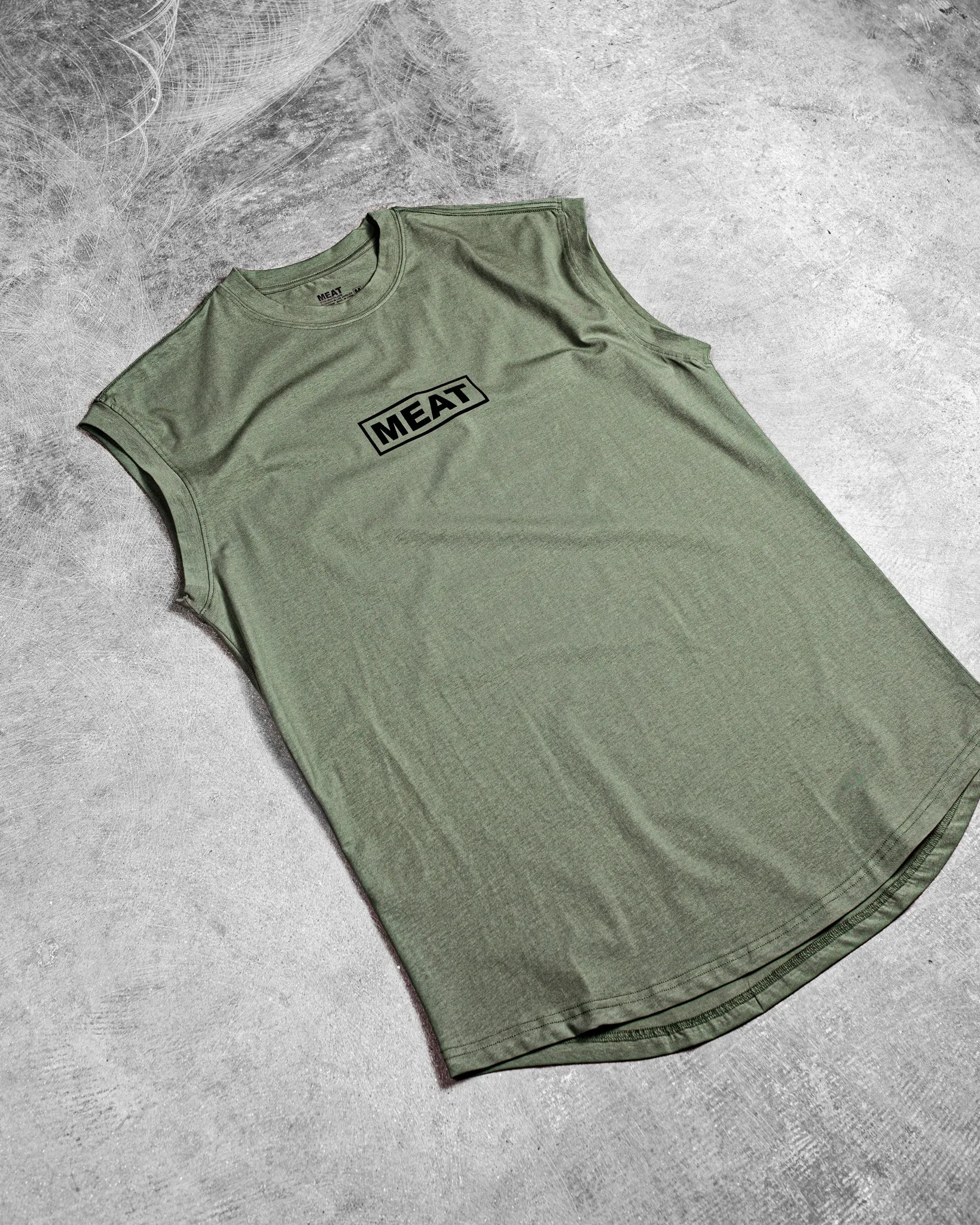 Abrasion Resistant Texture CUTOFF MUSCLE TEE ?C CLUB / OLIVE GREEN