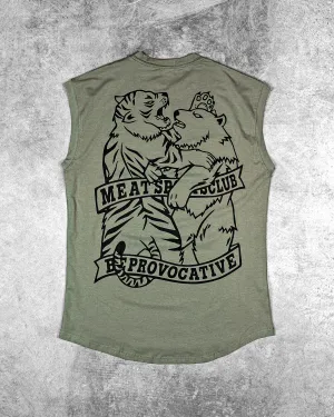 Moisture Lock Barrier Tech light feel CUTOFF MUSCLE TEE ?C CLUB / OLIVE GREEN