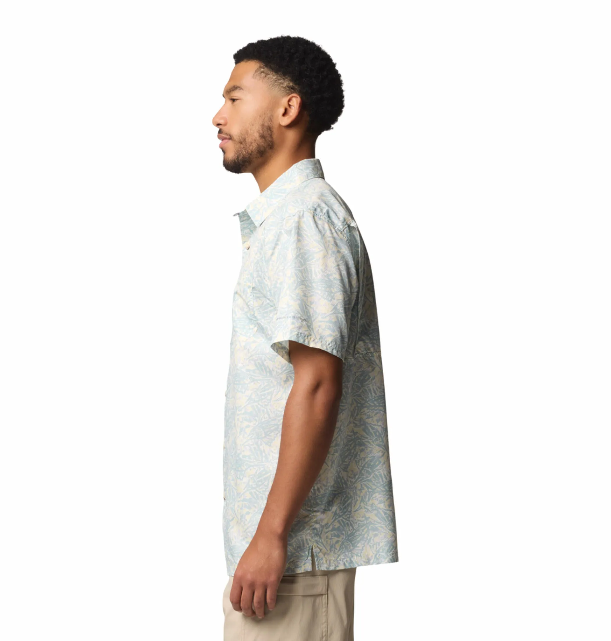 Commute Ease Opaque Tone Columbia Men Yellow Super Slack Tide Camp Shirt (Sun Protection)