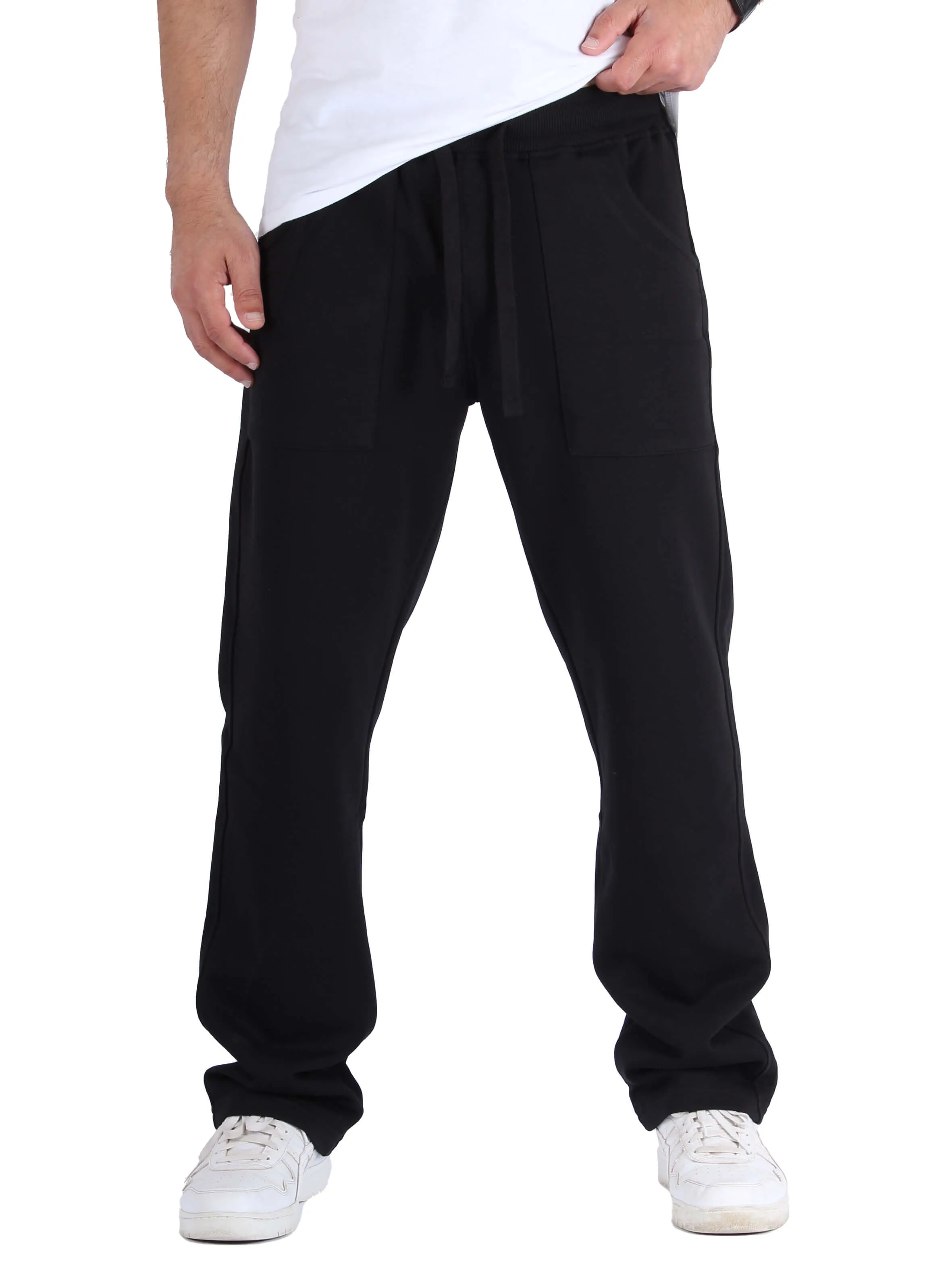 Planet Glow Straight Fit Cotton Sweatpants - Black
