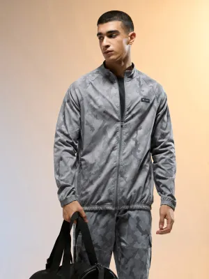Men Printed Slim Fit Mock Neck Jacket with TS FLEXI Heavy Outerwear