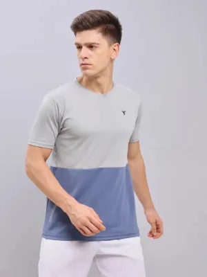 Men Colorblock Slim Fit Crew Neck T-shirt with DOUBLE COOL Effortless Wear Fit