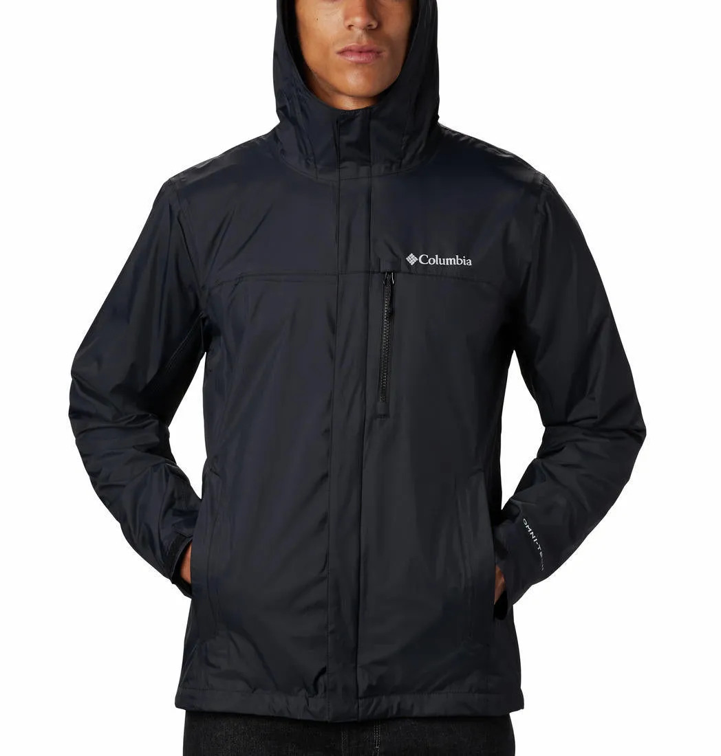 Columbia Men Black Pouring Adventure II Jacket Waterproof Classic Comfort visibility