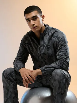 Night Charm Men Printed Slim Fit Mock Neck Jacket with TS FLEXI