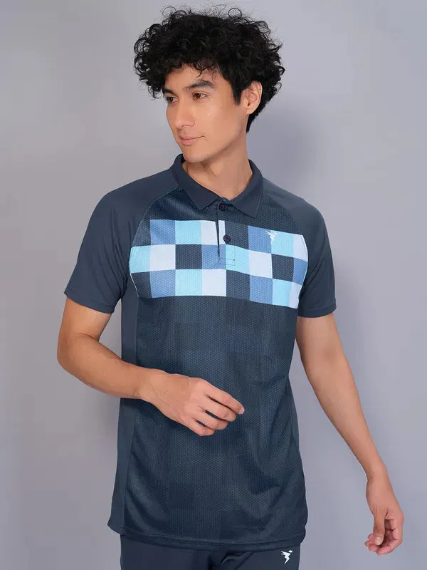 Spring Summer Travel Staple Men Printed Slim Fit Polo T-shirt with TECHNO COOL 