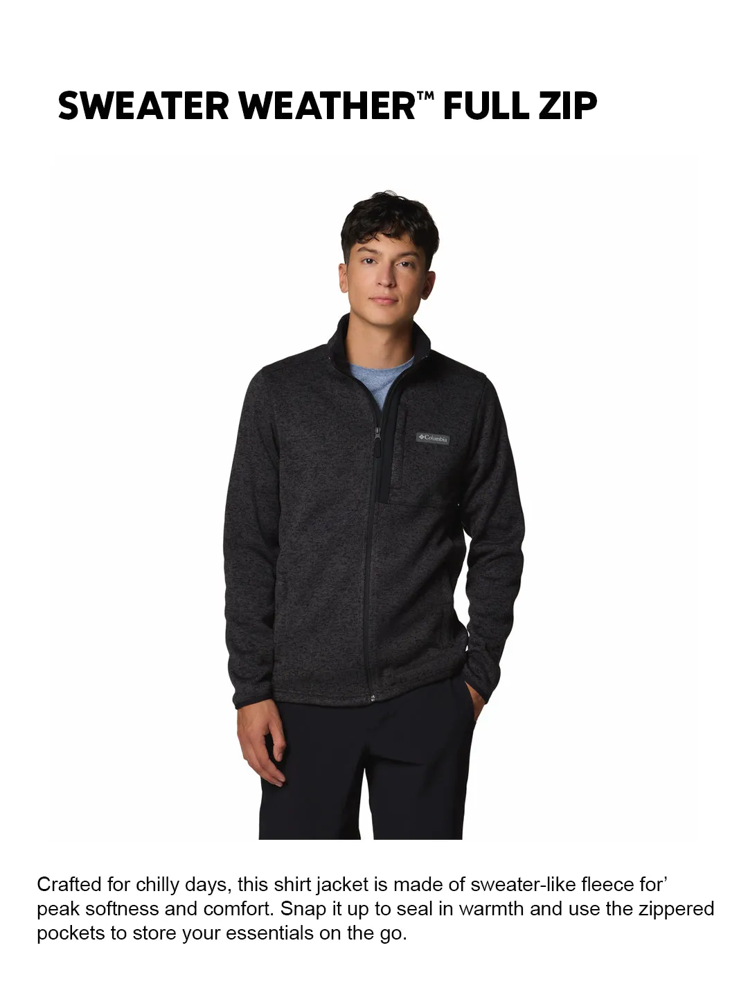Columbia Men Black Sweater Weather Jacket All Day Wear Seasonal Gear