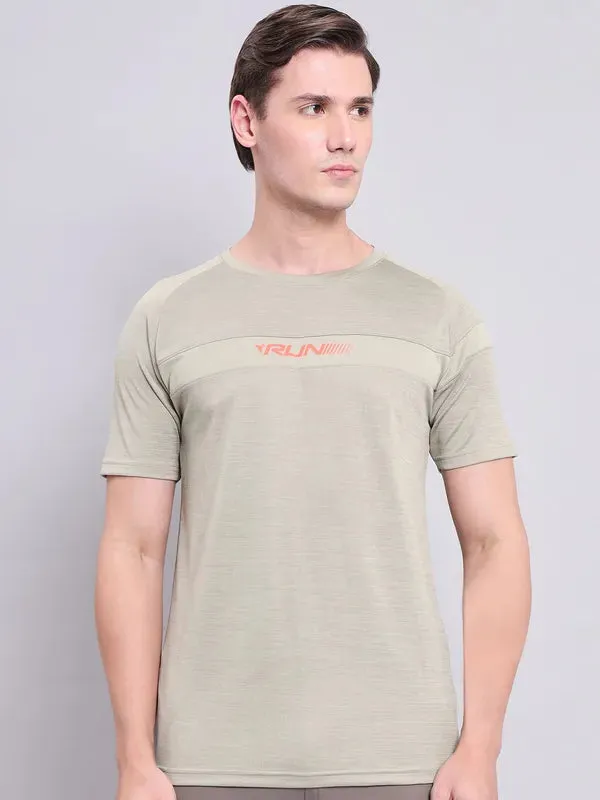Snag Resistant Surface Men Melange Slim Fit Crew Neck T-shirt with TECHNO COOL 