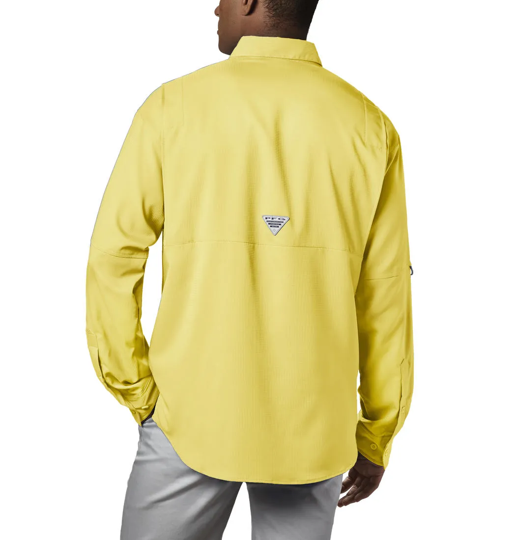 Bright Color Columbia Men Yellow Tamiami II LS Shirt (Sun Protection)