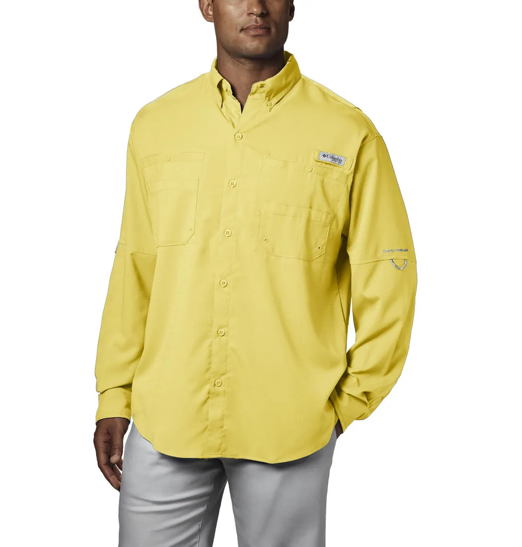 Columbia Men Yellow Tamiami II LS Shirt (Sun Protection) Breathable knit