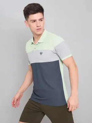 Men Colorblock Slim Fit Polo T-shirt with MATPIQ Active Fit