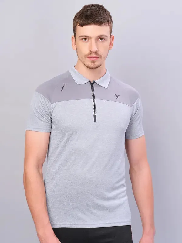 Men Melange Slim Fit Polo T-shirt with DOUBLE COOL TearResistant Fiber