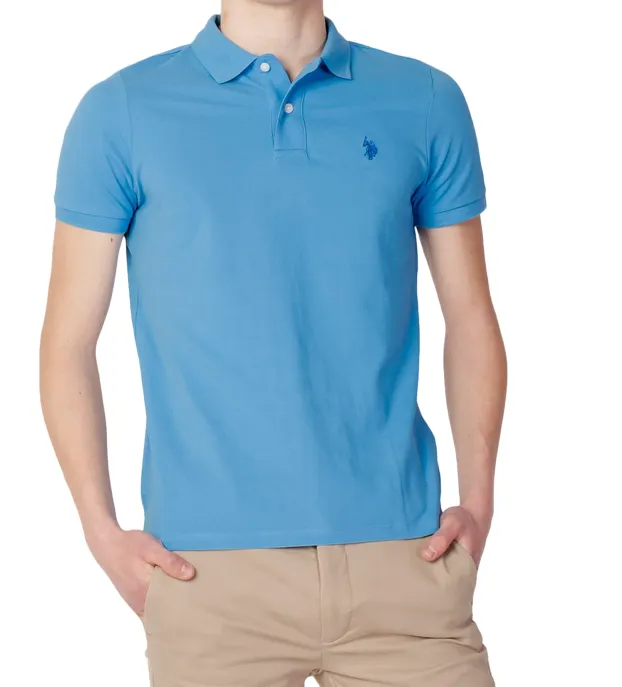 Minimal Comfort Fashionable Wear U.S. Polo Assn. Polo uomo manica corta King 41029 65079 130 pale blu