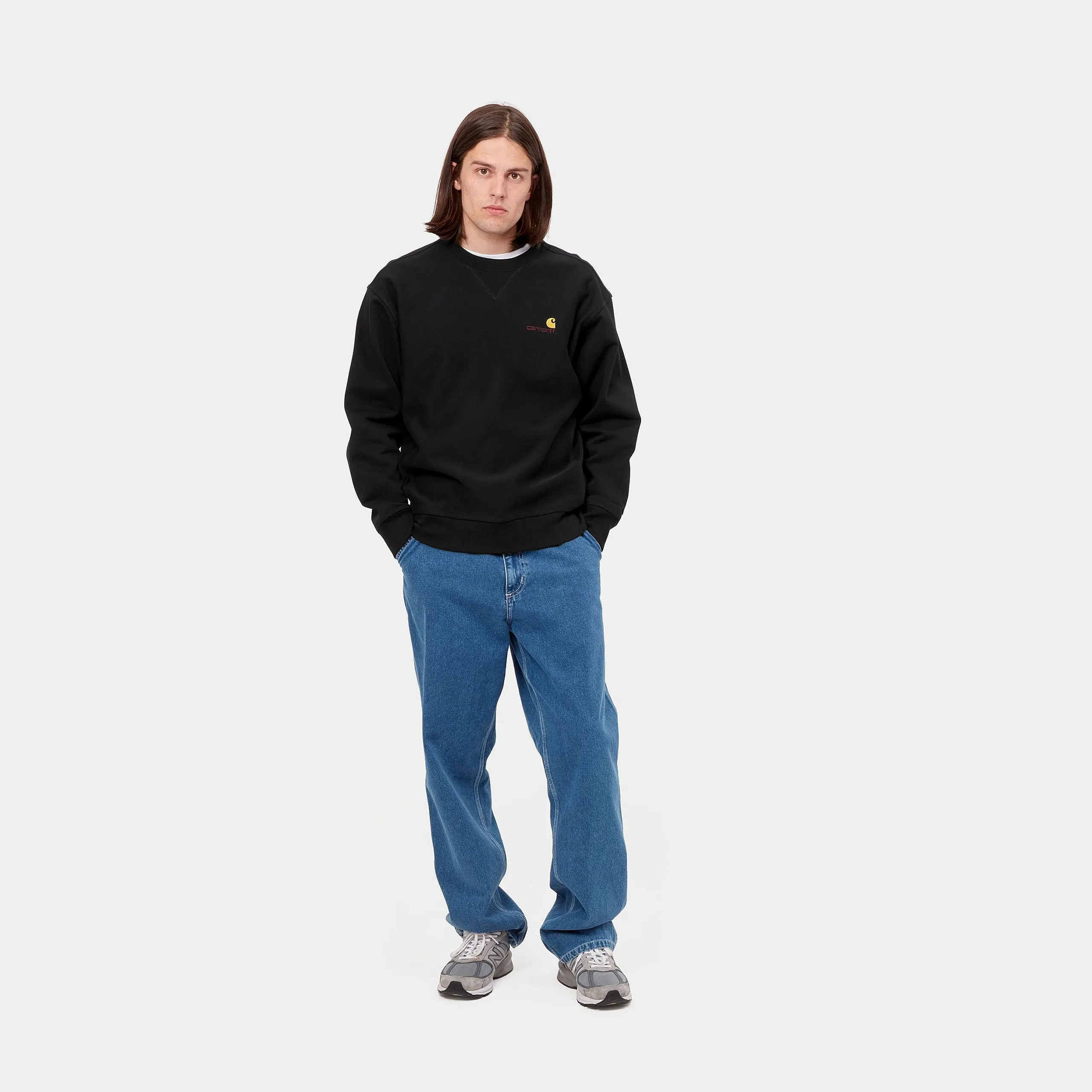 Carhartt Felpa girocollo da uomo American Script I025475 nero gemstone accents