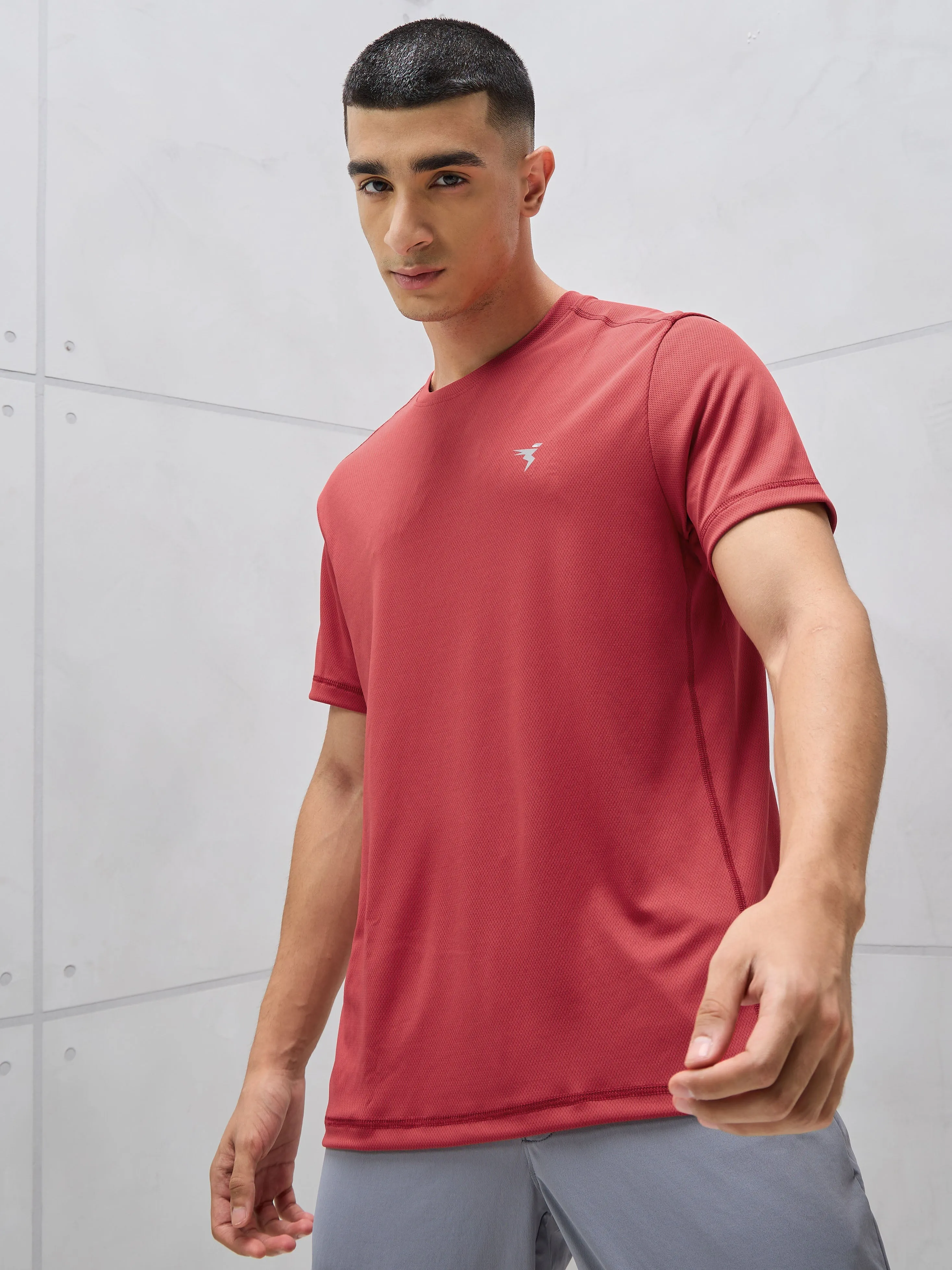 Men Solid Slim Fit Crew Neck T-shirt with TECHNO COOL  Versatile Layering Piece