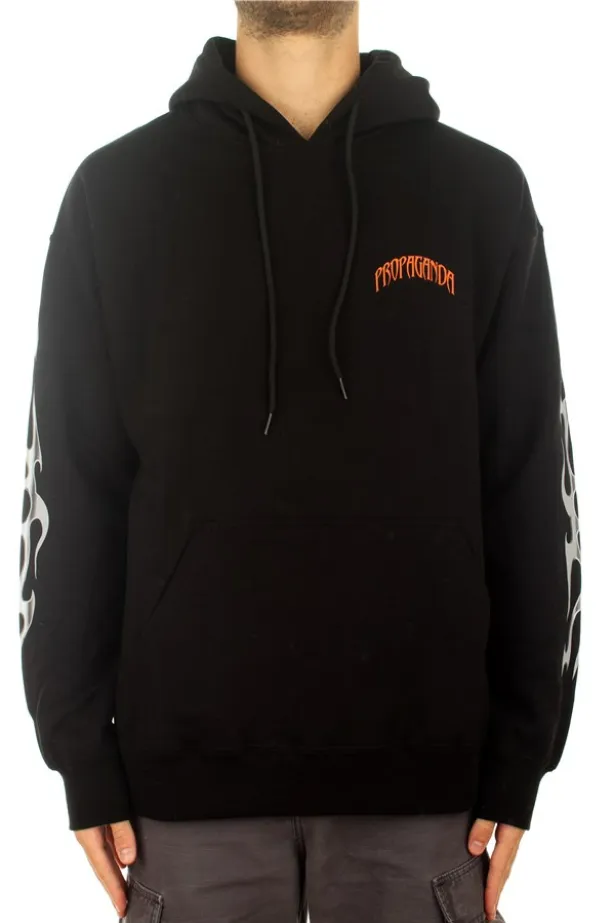 Propaganda Felpa con Cappuccio Skeleton Hoodie 21FWPRFE540-01 nero Silk side pocket