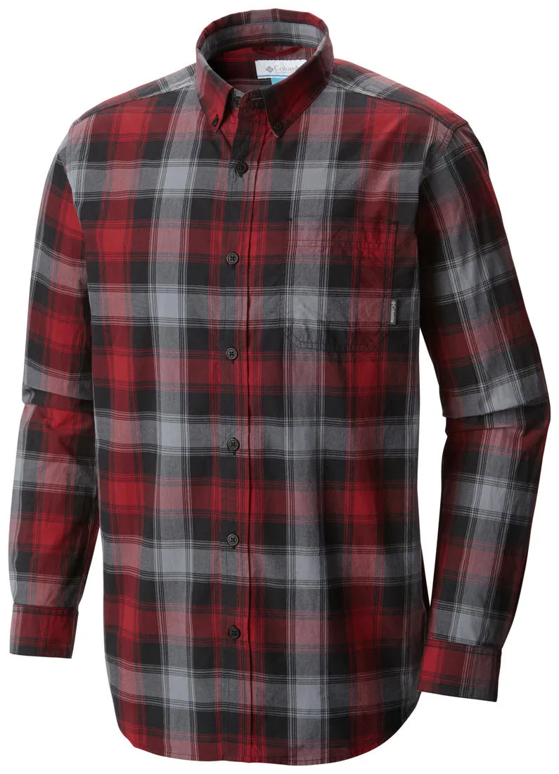 WrinkleResistant Finish Columbia Men Red Rapid Rivers II Long Sleeve Shirt