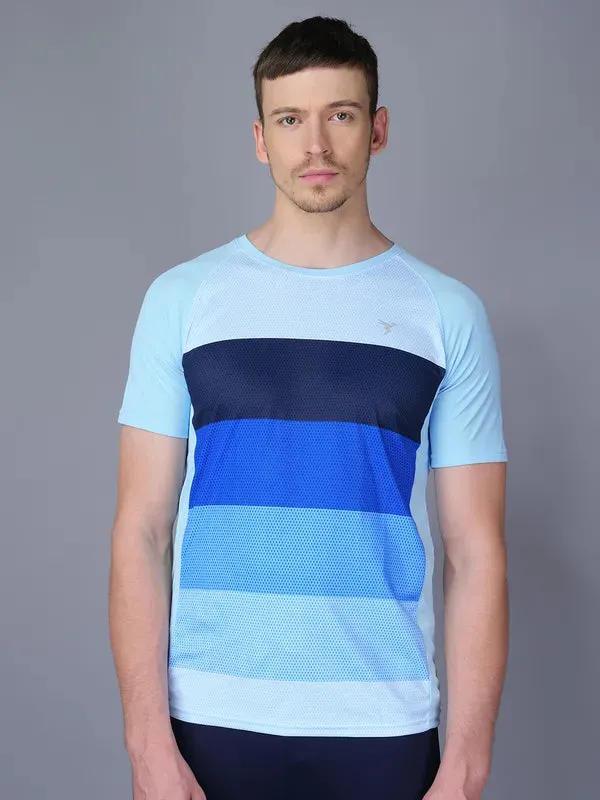 Men Stripe Slim Fit Crew Neck T-shirt with TECHNO COOL Day-to-Day Comfort Comfy Style